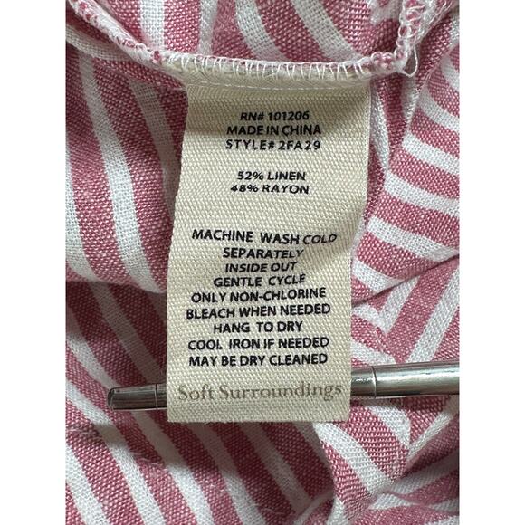 Soft Surroundings Top Women XS Red White Stripe Cold Shoulder Tunic Linen Beachy - Picture 7 of 9